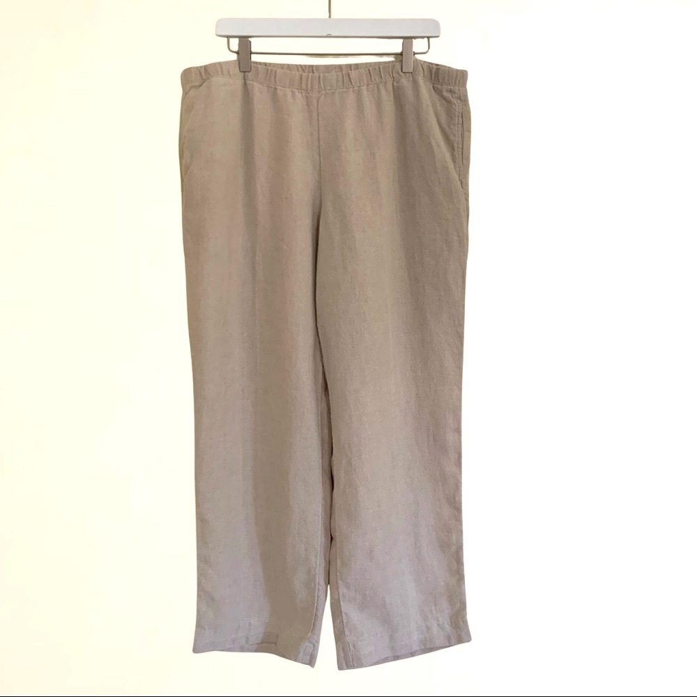 J. Jill 100% Linen Lagenlook Pull On Straight Leg Pants